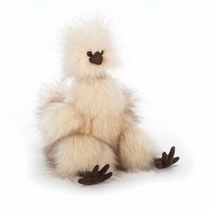 Jellycat “Silkie” Cream and Brown Stuffed Chicken, Rare, EUC